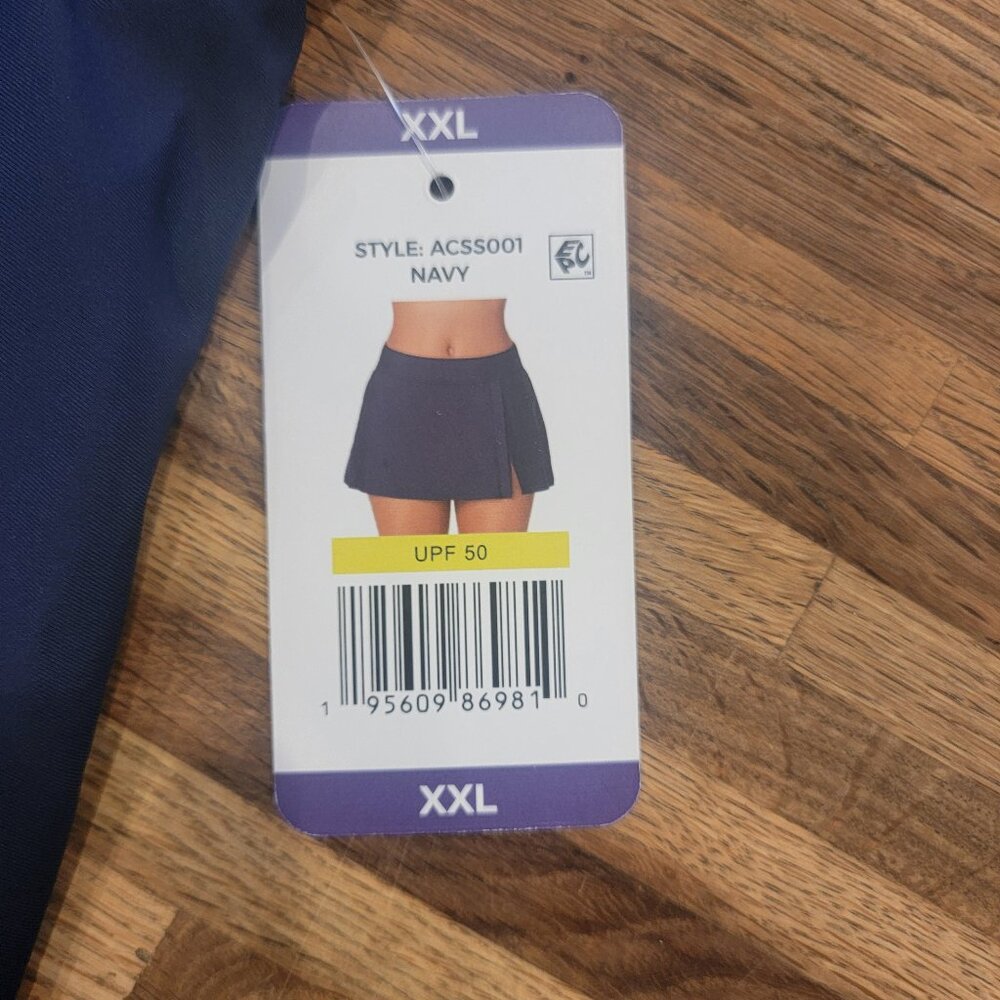 Anne Cole Limited Edition Ladies Banded Side Slit Skirted Swim Bottom Navy Blue - Picture 3 of 10